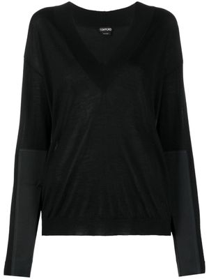 TOM FORD pull en maille à col v - Noir