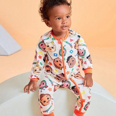 Bon&Bon X Baby Boy Watermelon Allover Print White Casual Cute Long Sleeve Jumpsuit Beige / 2-3Y