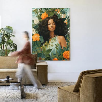 Urban Cotton Wandkleed 'Rosita' 145 x 190cm in Frame - black