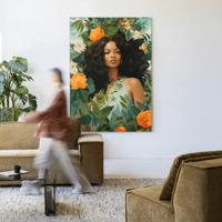 Urban Cotton Wandkleed 'Rosita' 145 x 190cm in Frame - black