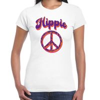 Hippie t-shirt wit voor dames 2XL  - - thumbnail