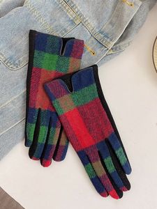 Women Christmas Plaid Imitation Cashmere Gloves