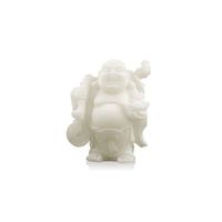 Sneeuwkwarts Beeldje Boeddha met Knapzak en Schaal (9 cm) - thumbnail