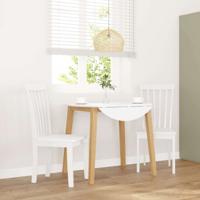 Eetkamerstoelen 2 st massief hout rubber wit