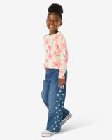 HEMA Kinderjeans Wide Fit Bloemen Donkerblauw (donkerblauw)