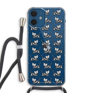 Zwarte poes: iPhone 12 Transparant Hoesje met koord