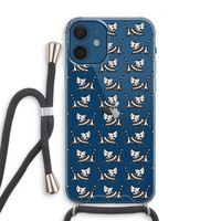 Zwarte poes: iPhone 12 Transparant Hoesje met koord