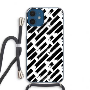 Zwarte vegen: iPhone 12 mini Transparant Hoesje met koord
