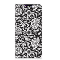 Xiaomi Redmi 9 Smart Cover Black Flowers - thumbnail