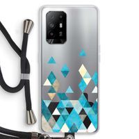 Gekleurde driehoekjes blauw: Oppo A94 5G Transparant Hoesje met koord