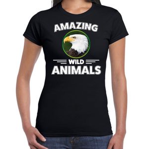 T-shirt arend roofvogels amazing wild animals / dieren zwart voor dames