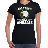 T-shirt arend roofvogels amazing wild animals / dieren zwart voor dames