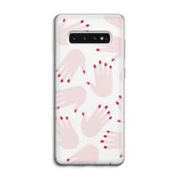 Hands pink: Samsung Galaxy S10 4G Transparant Hoesje - thumbnail