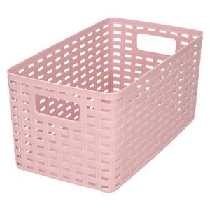 PlasticForte Opbergmand - Kastmand - rotan kunststof - oud roze - 5 Liter - 15 x 28 x 13 cm - Opbergmanden