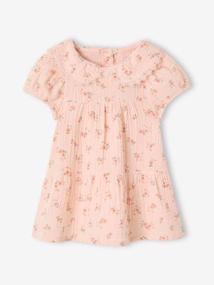 Jurk met claudinekraag voor babymeisjes lichtroze