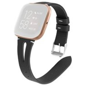 Fitbit Versa 1 / 2 & Lite bandje TPU leer - Zwart