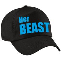 Her Beast pet / cap zwart met blauwe letters heren - thumbnail