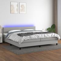 Boxspring met matras en LED stof lichtgrijs 200x200 cm