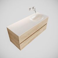 MONDIAZ VICA Badkamermeubelset - 120cm - 2 lades - wasbak Moon rechts - 0 kraangaten - solid surface washed oak PC75341194 - thumbnail