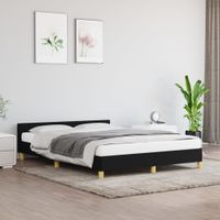 Bedframe met hoofdeinde stof zwart 140x200 cm