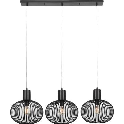 LED Hanglamp - Hangverlichting - Trion Alia - E27 Fitting - 3-lichts - Rechthoek - Mat Zwart - Metaal