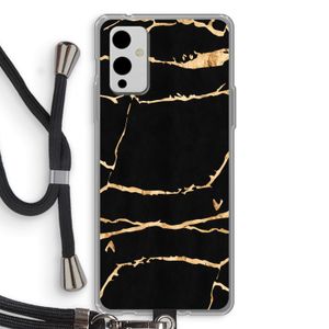 Gouden marmer: OnePlus 9 Transparant Hoesje met koord