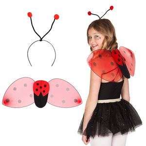 Verkleed set lieveheersbeestje - vleugels/diadeem - rood - kinderen - Carnavalskleding   -