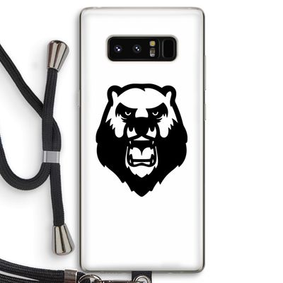 Angry Bear (white): Samsung Galaxy Note 8 Transparant Hoesje met koord