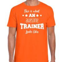 Cadeau t-shirt voor heren - awesome trainer - trainers bedankje - oranje 2XL  -