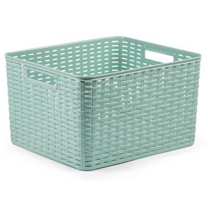 Plasticforte Opbergmand - Kastmand - rotan kunststof - mintgroen - 28 Liter - 34 x 40 x 23 cm   -