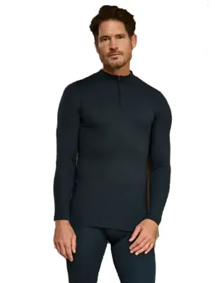 Thermo heren shirt lange mouw - Col met rits - Warm ondershirt met hoge hals