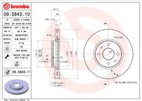 Remschijf BREMBO, Remschijftype: Binnen geventileerd, u.a. für Fiat, Citroën, Alfa Romeo, Peugeot, Lancia