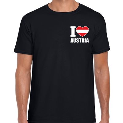 I love Austria t-shirt Oostenrijk zwart op borst voor heren I love Austria t-shirt Oostenrijk zwart op borst voor heren