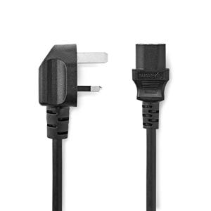 Nedis Stroomkabel | UK Male | IEC-320-C13 | Gehoekt | Recht | Vernikkeld | 3.00 m | Rond | PVC | Zwart | Label - CEGL11100BK30