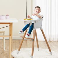 2-in-1 Kinderstoel Kinderstoel Houten Verstelbaar 57 x 57 x 83 cm Crème Wit + Naturel