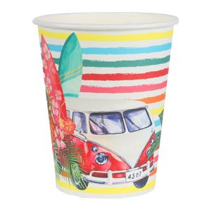 Santex tropical thema feest wegwerp bekertjes - 10x - 270 ml - karton - Hawaii themafeest   -