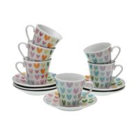 Set van Kopje met Schotel Versa Porselein Hartjes