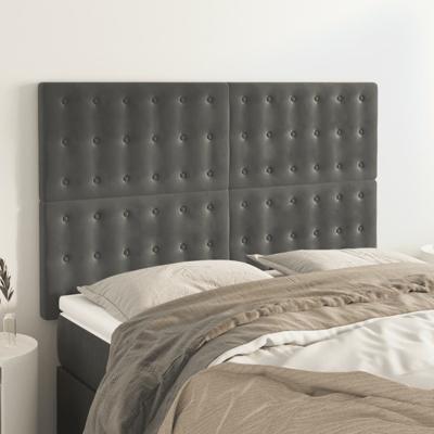 Hoofdborden 4 st 72x5x78/88 cm fluweel donkergrijs