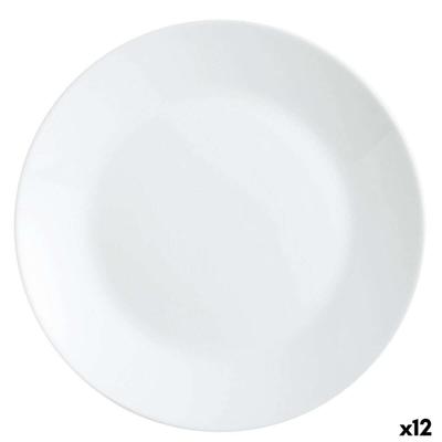 Eetbord Luminarc Zelie Wit Glas Ø 25 cm (12 Stuks)