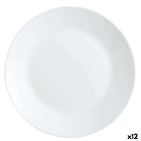 Eetbord Luminarc Zelie Wit Glas Ø 25 cm (12 Stuks)