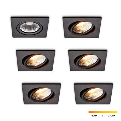 LED-inbouwspot set 6 stuks Trento zwart 5W dimbaar