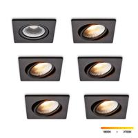 LED-inbouwspot set 6 stuks Trento zwart 5W dimbaar