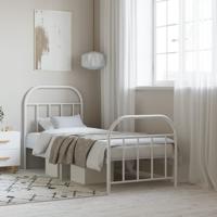 Bedframe met hoofd- en voeteneinde metaal wit 75x190 cm