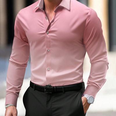 Bon&Bon Homme Men's Red Ombre Long Sleeve Shirt | Regular Fit Dusty Pink / M