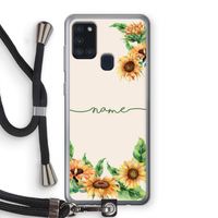 Zonnebloemen: Samsung Galaxy A21s Transparant Hoesje met koord Zonnebloemen: Samsung Galaxy A21s Transparant Hoesje met koord