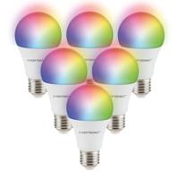 Set van 6 Smart E27 lampen - A60 Bolvorm - 10 Watt 806 lumen - RGBWW - Wifi & Bluetooth - Bestuurbaar via app - Google Home, Amazon Alexa en Siri - Smart lampen