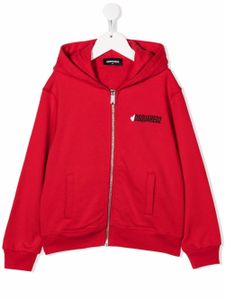 DSQUARED2 KIDS hoodie zippé à logo imprimé - Rouge