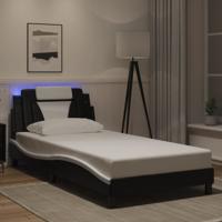 Bedframe met LED-verlichting kunstleer zwart en wit 100x200 cm