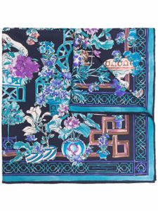 Ferragamo foulard en soie à fleurs - Bleu