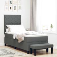 Boxspringbed met Matras & Bank Donkergrijs 80x200 cm Stof